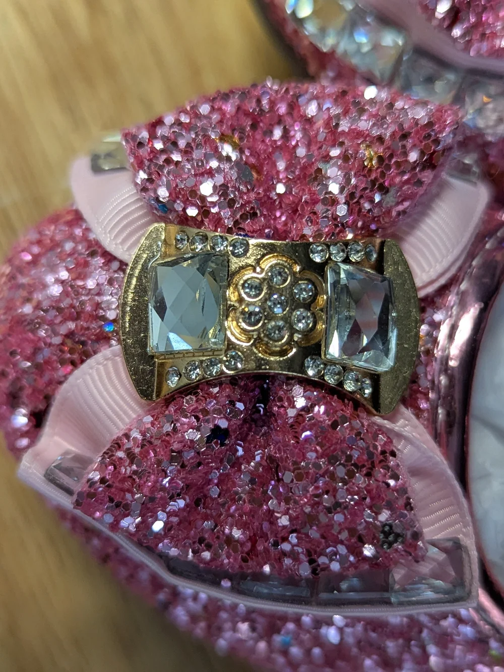 Ami Pink Glitter Bow Mary Jane Dress Shoes
